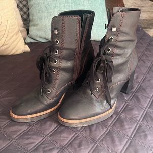 Leather Lace Up Booties